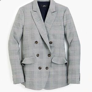 J Crew Double Breasted Ruffle Pocket Blazer Plaid